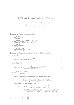 MATH 135 (Practice) Midterm II(Fall 2015)