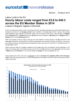 Hourly labour costs ranged from &euro;3.8 to &euro;40.3 across