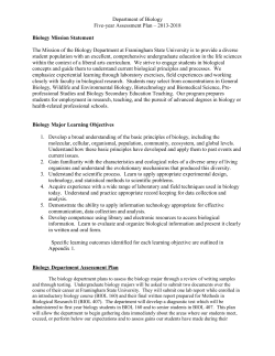 Department of Biology Five-year Assessment Plan &ndash; 2013