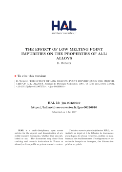 THE EFFECT OF LOW MELTING POINT IMPURITIES ON THE