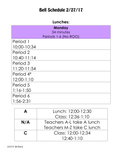 A Lunch: 12:00-12:30 Class: 12:36-1:10 N/A Teachers A