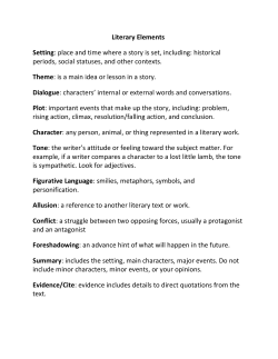 Literary Elements Setting: place and time where a story is set