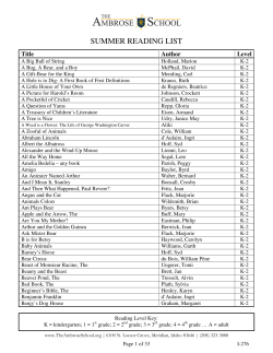 Summer Reading List - The Ambrose School