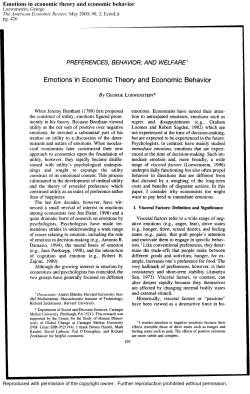 Emotions in economic theory and economic behavior &ndash; Loewenstein