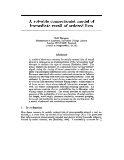 A solvable connectionist model of immediate recall of ordered lists