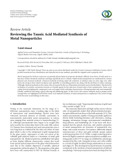 Reviewing the Tannic Acid Mediated Synthesis of Metal Nanoparticles