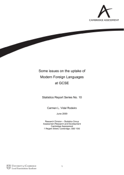 Some issues on the uptake of Modern Foreign Languages at GCSE
