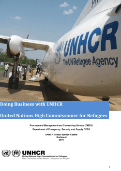 Doing Business with UNHCR United Nations High Commissioner for