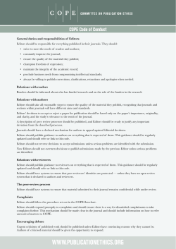COPE Code of Conduct - Committee on Publication Ethics