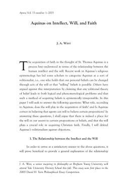 Aquinas on Intellect, Will, and Faith - Aporia