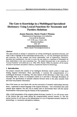 The Gate to Knowledge in a Multilingual Specialized Dictionary