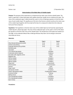 Determination of the Molar Mass of Volatile Liquids