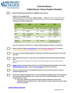 Dual Enrollment Public/Charter School Student Checklist
