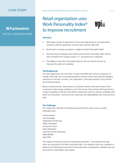Retail organization uses Work Personality Index to improve