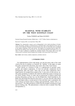 SEASONAL WIND STABILITY ON THE WEST ESTONIAN COAST