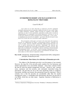entrepreneurship and management in romanians` proverbs