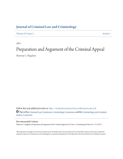 Preparation and Argument of the Criminal Appeal