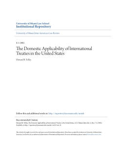 The Domestic Applicability of International Treaties in the United