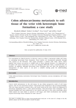 Colon adenocarcinoma metastasis to soft tissue of the wrist with