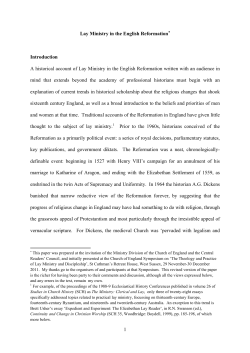 Lay Ministry in the English Reformation