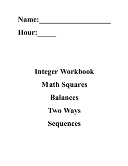 Name: Hour:_____ Integer Workbook Math Squares