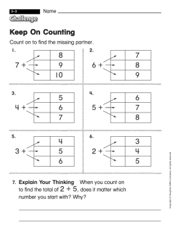 Keep On Counting 8 7 + 9 10 5 4 + 6 7 4 3 + 5 6 7 6 + 8 9 6 5 + 7 8 3