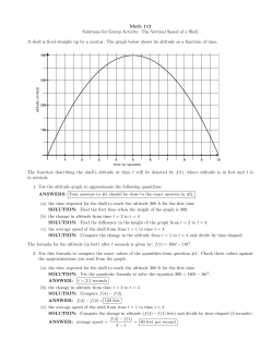 Math 112 Solutions for Group Activity: The Vertical Speed of a Shell