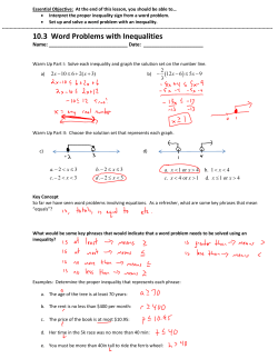 Inequality Word problems Key