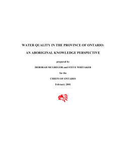 water quality in the province of ontario: an aboriginal knowledge