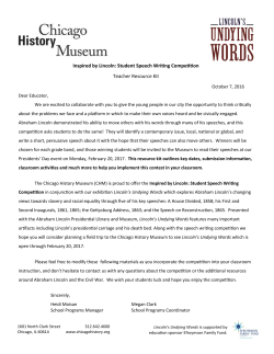 Inspired by Lincoln: Student Speech Writing Competition Teacher