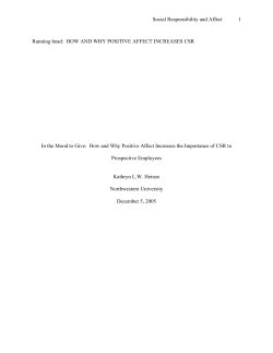 Social Responsibility and Affect 1 Running head: HOW AND WHY