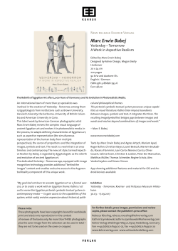 Press kit Marc Erwin Babej Yesterday - Tomorrow