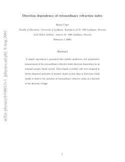 Direction dependency of extraordinary refraction index