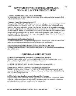 KEY STATE HISTORIC PRESERVATION LAWS: SUMMARY