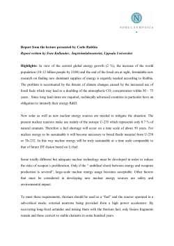 Report from the lecture presented by Carlo Rubbia Report written by