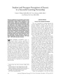 Student and Preceptor Perceptions of Factors in a