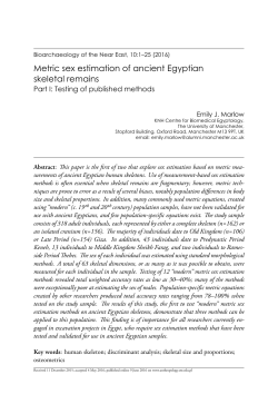 Metric sex estimation of ancient Egyptian skeletal remains, Part I