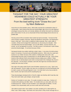 THOUGHT FOR THE DAY: YOUR GREATEST WEAKNESS COULD