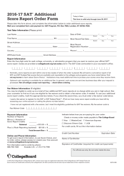 SAT Additional Score Report Order Form - collegereadiness