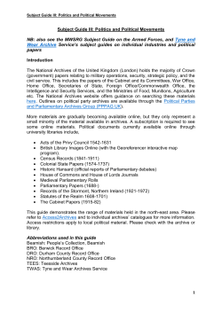 Subject Guide III: Politics and Political Movements