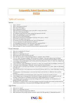 Frequently Asked Questions (FAQ) FATCA