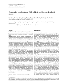 Community-based study on CKD subjects and