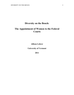 Diversity on the Bench: The Appointment of Women to the Federal