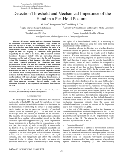 Detection threshold and mechanical impedance of the hand in a pen