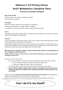 Calculation policy Didsbury C of E update