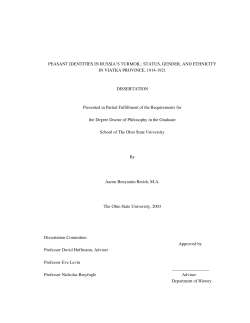PEASANT IDENTITIES IN RUSSIA`S TURMOIL: STATUS, GENDER