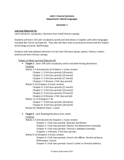 Latin 1 Course Summary Department