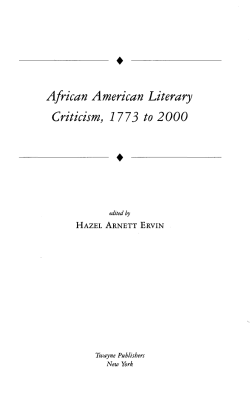 African American Literary Criticism, 1773 to 2000