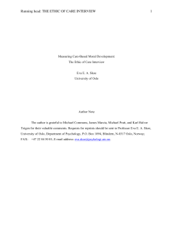 The Ethic of Care Interview - Society for Research in Adult