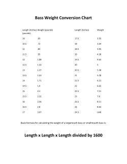 Bass Weight Conversion Chart Length x Length x Length divided by